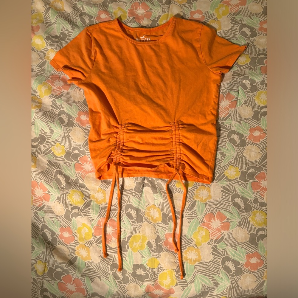 orange small baby tee, size small, from Hollister